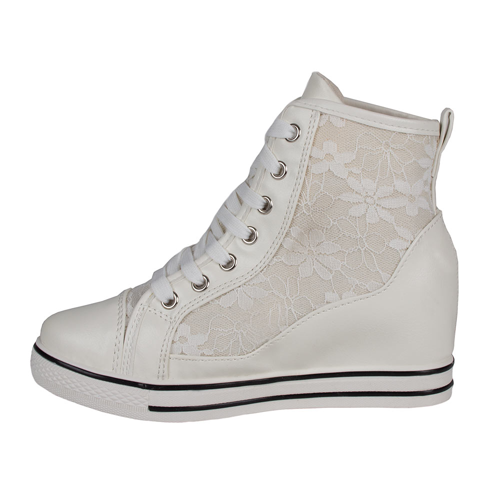 Trademark Pay attention to patrol Sneakers de dama cu toc ascuns albi ABC-12-A la 35,00Lei - Zibra.ro