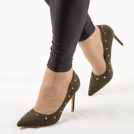 Pantofi de dama, verzi, stiletto cu tinte JM2603F-VERDE, Marime: 36*, 