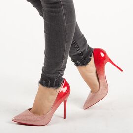 Pantofi de dama, rosii, stiletto cu toc inalt si subtire XQ55051-RED, Marime: 36, 