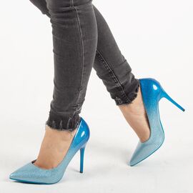 ​Pantofi de dama, albastri, stiletto cu toc inalt si subtire XQ55051-BLUE, Marime: 37, 