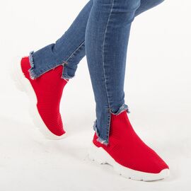 ​Sneakers de dama din material elastic P303-RED, Marime: 36, 