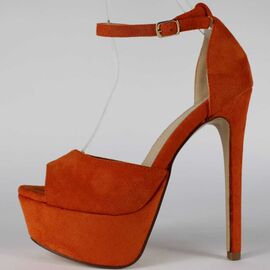 Sandale de dama ,portocalii cu toc subtire si platforma  A-357-8-Orange, Marime: 38, 