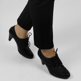 Pantofi de dama, negri cu siret si toc mediu LL-3-Black, Marime: 36*, 