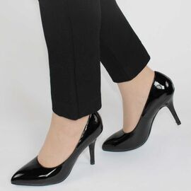 Pantofi de dama, negri, stiletto cu toc inalt si subtire D88-2-Black, Marime: 36, 