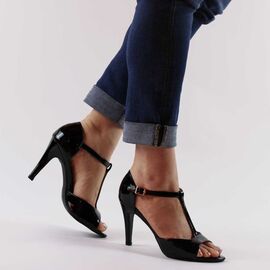Sandale de dama cu toc inalt negre MS-11-BLACK, Marime: 35, 