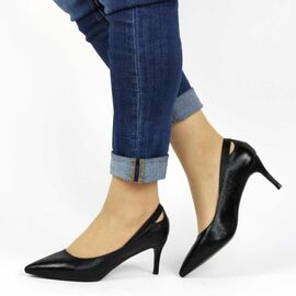 Pantofi de dama  stiletto,negri, cu toc mediu 2347A-67-BLACK, Marime: 38*, 