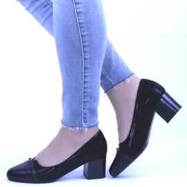 ​Pantofi de dama eleganti  si comozi cu toc mediu gros B-708-BLACK, Marime: 38, 