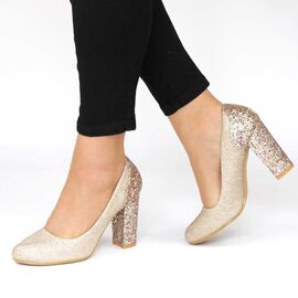 Pantofi dama eleganti cu toc gros, aurii 5388-3-GOLD, Marime: 35*, 