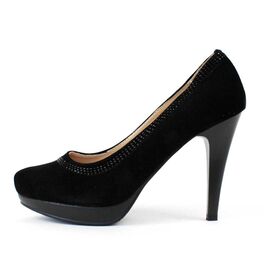 Pantofi dama  cu platforma si accesorizati cu pietre CQ6061-BLACK, Marime: 38, 
