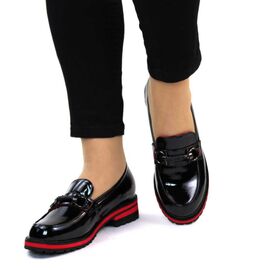 Pantofi de dama business casual cu aplicatie metalica decorativa XQ750-BLACK, Marime: 37, 