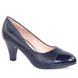Pantofi de dama cu varful lacuit si toc mediu XQ98926-BLUE, Marime: 37, 