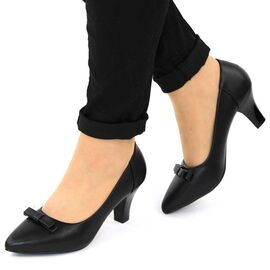 ​Pantofi de dama cu toc mediu si varf ascutit H1-BLACK, Marime: 36*, 
