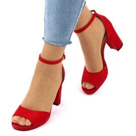 ​Sandale de dama,cu platforma,toc inalt si gros M1L9862-2-RED, Marime: 37**, 