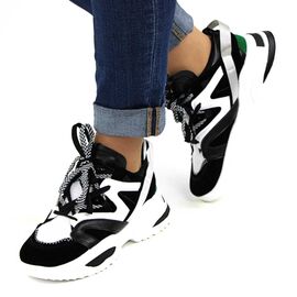 Sneakers de dama cu talpa supradimensionata LLS-013-BLACK/WHITE, Marime: 38, 