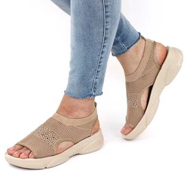 Sandale casual de dama,comode si usoare, decorate cu pietre 5503-KHAKI, Marime: 38, 