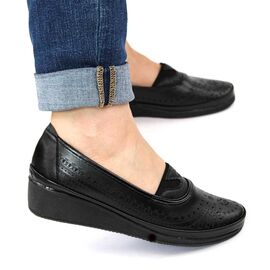 Pantofi de dama,comozi si usori cu perforatii A-001-D-BLACK, Marime: 38**, 