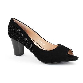 Pantofi eleganti decupati in varf, decorati cu pietre pe lateral RX3-9L-BLACK, Marime: 40, 