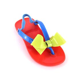 Sandale de copii, flip-flops, cu fundita si elastic la spate #258-ORANGE, Marime: 24, 