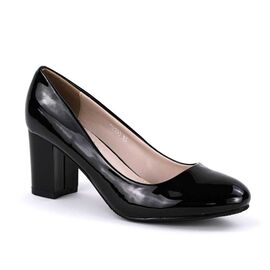 Pantofi de dama lacuiti, cu varf rotunjit si toc mediu SH500-BLACK, Marime: 36, 