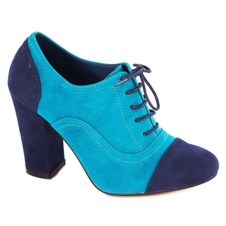 Pantofi dama cu siret AB644 Blue-Navy Suede