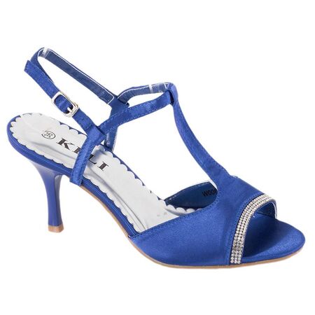 Sandale albastre de dama cu toc W006A, Marime: 35, 