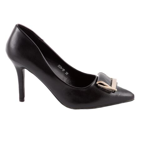 Pantofi de dama cu accesoriu auriu RX8-1P-NEGRU, Marime: 35, 