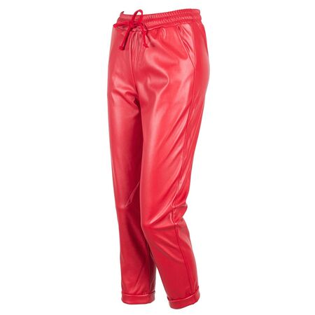 Pantaloni dama 3/4 rosii din piele ecologica RC-246