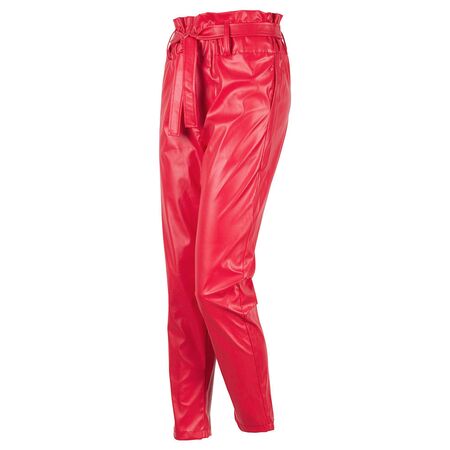 Pantaloni dama rosii din vinil cu talie inalta RC-555-R