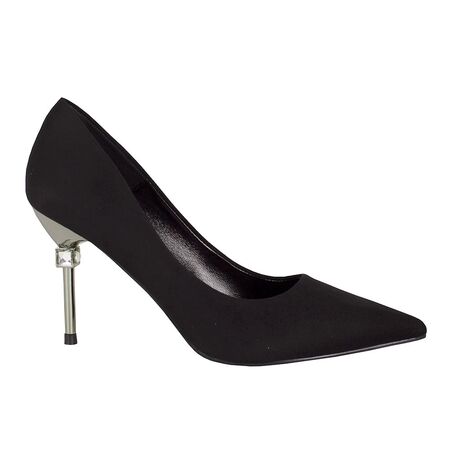 Pantofi de dama negri cu toc accesorizat 588-61-N, Marime: 35, 