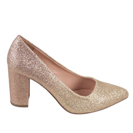 Pantofi dama cu glitter aplicat LP111-2-CHAMPAGNE, Marime: 35, 