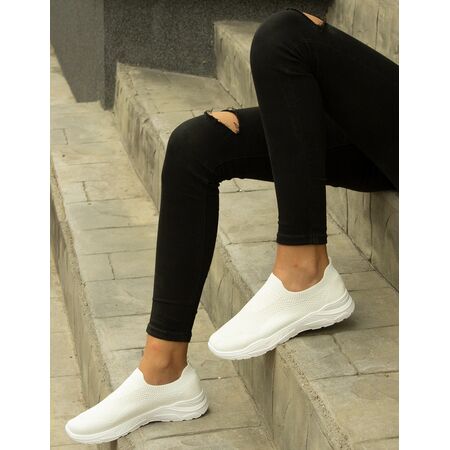 Sneakers dama din material elastic FZ13-WHITE, Marime: 39, 