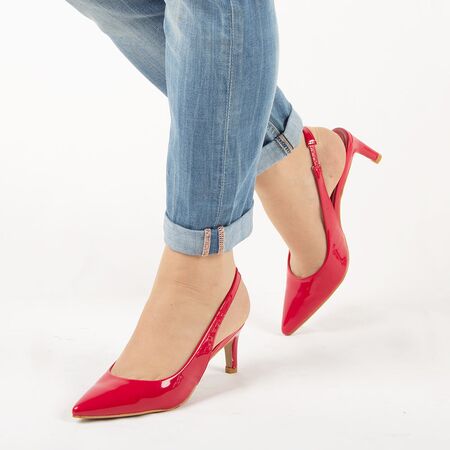 ​Sandale de dama, rosii, lacuite, cu toc mediu HD-178-RED, Marime: 38, 