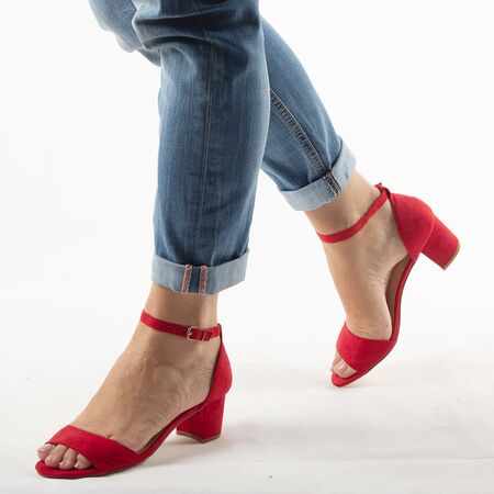 Sandale dama de catifea rosii 947-1-RED, Marime: 35, 
