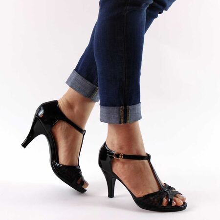 Sandale de dama cu toc inalt negre 6206-3-BLACK, Marime: 38, 