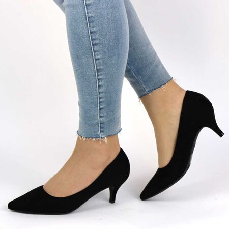 ​Pantofi de dama stiletto, negri, cu toc mic A805-BLACK, Marime: 35, 