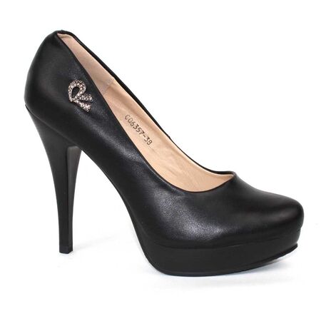 Pantofi dama  cu platforma si accesoriu cu pietre CQ6357-BLACK, Marime: 40, 