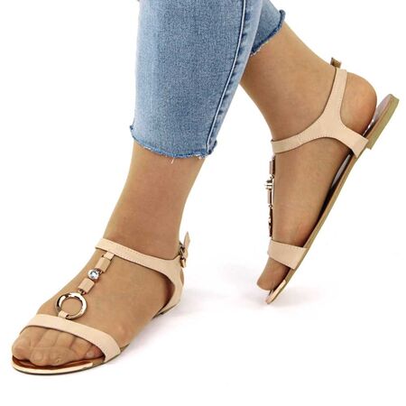 Sandale dama cu accesorii OL-LM147-BEIGE, Marime: 37, 