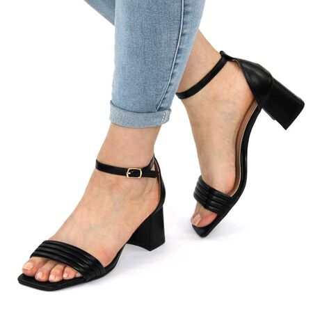 Sandale elegante de dama cu toc mediu si gros 980-16-BLACK, Marime: 38, 