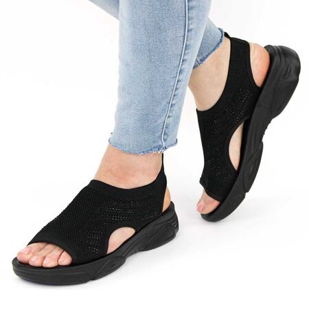 Sandale casual de dama,comode si usoare, decorate cu pietre 5781-BLACK, Marime: 38, 