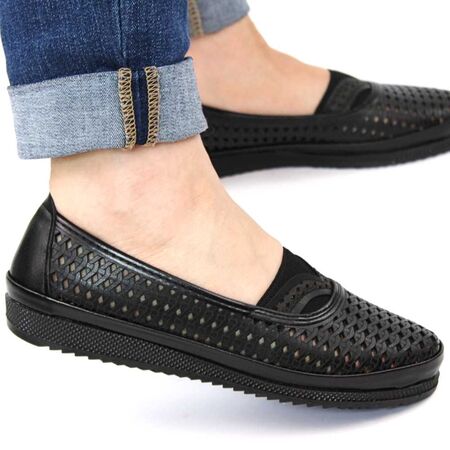 Pantofi de dama,comozi si usori cu perforatii D-001-D-BLACK, Marime: 38**, 