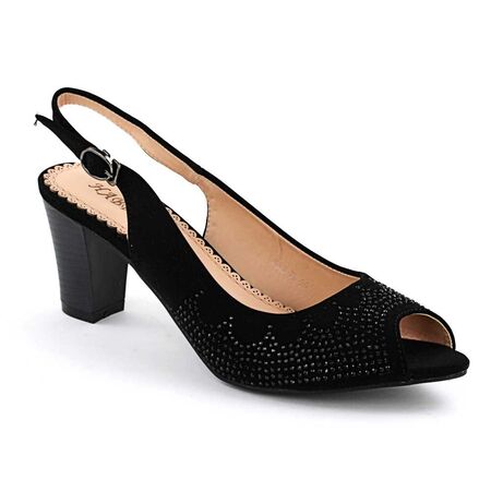 ​Sandale elegante de dama,decorate cu pietre RX3-7L-BLACK, Marime: 39, 