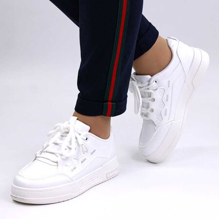 ​Sneakers trendy de dama , versatili, cu talpa groasa 560-WHITE, Marime: 37, 